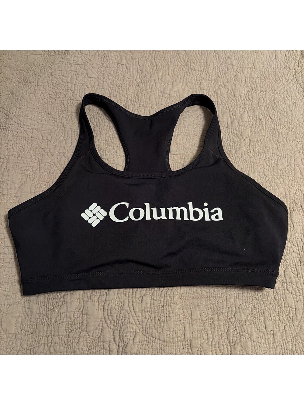 Columbia Womens Racerback Sports Medium Impact Bra Size Large Solid Black